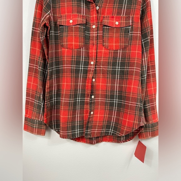 Mossimo Supply Co Women's Flannel Red Plaid Button-Up Shirt Cotton Size SP - Picture 4 of 12
